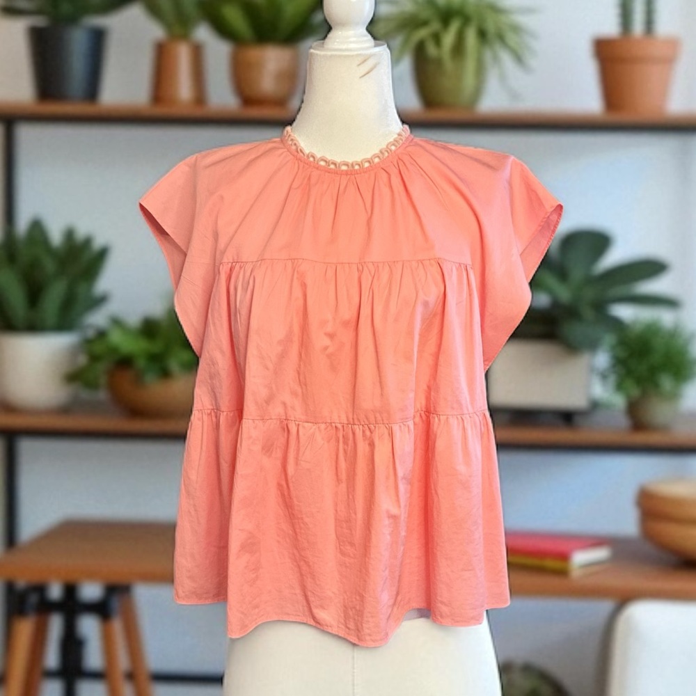 CROSBY by Mollie Burch Coral Cap Sleeve Blouse, size S